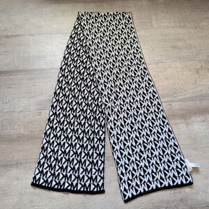 Michael Kors Scarf  MK Monogram Logo All Over Print Knit Black